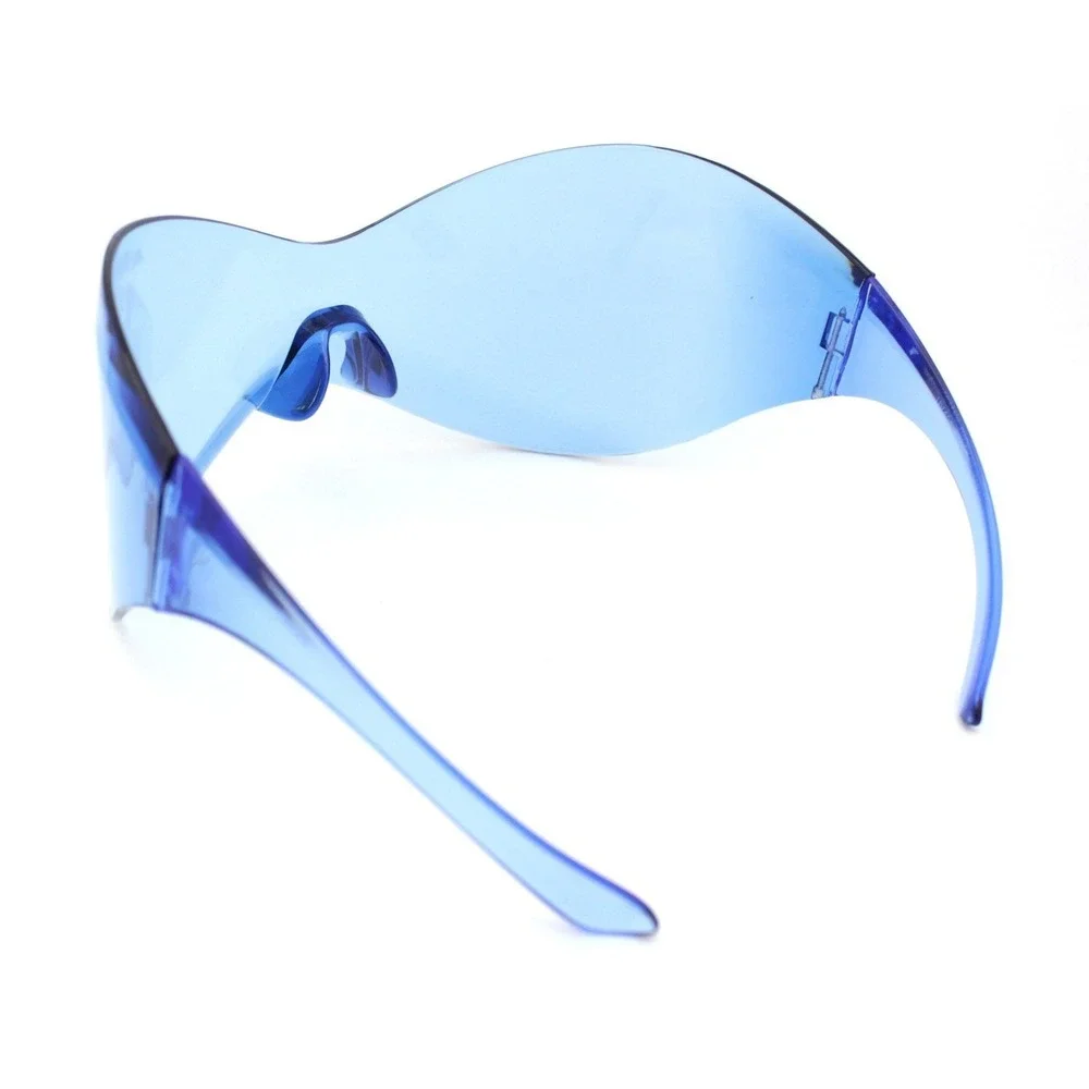 Sunglasses Blue Frame Lens Oversized XXL Trendy Wear‎ Shield Wrap Around UV400